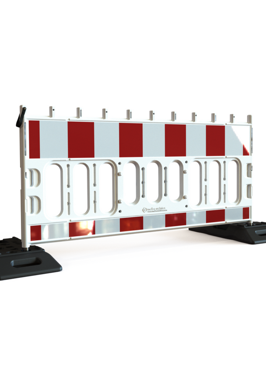 Schrankenzaun Weiß mit RA1-Folie reflektierend