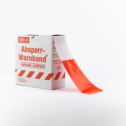 Absperrband Gelb-Schwarz / Rot-Weiß – 500 m Rolle